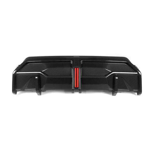 SQ STYLE CARBON FIBRE REAR DIFFUSER TRIM WITH BRAKE LIGHT FOR BMW G42 2 SERIES